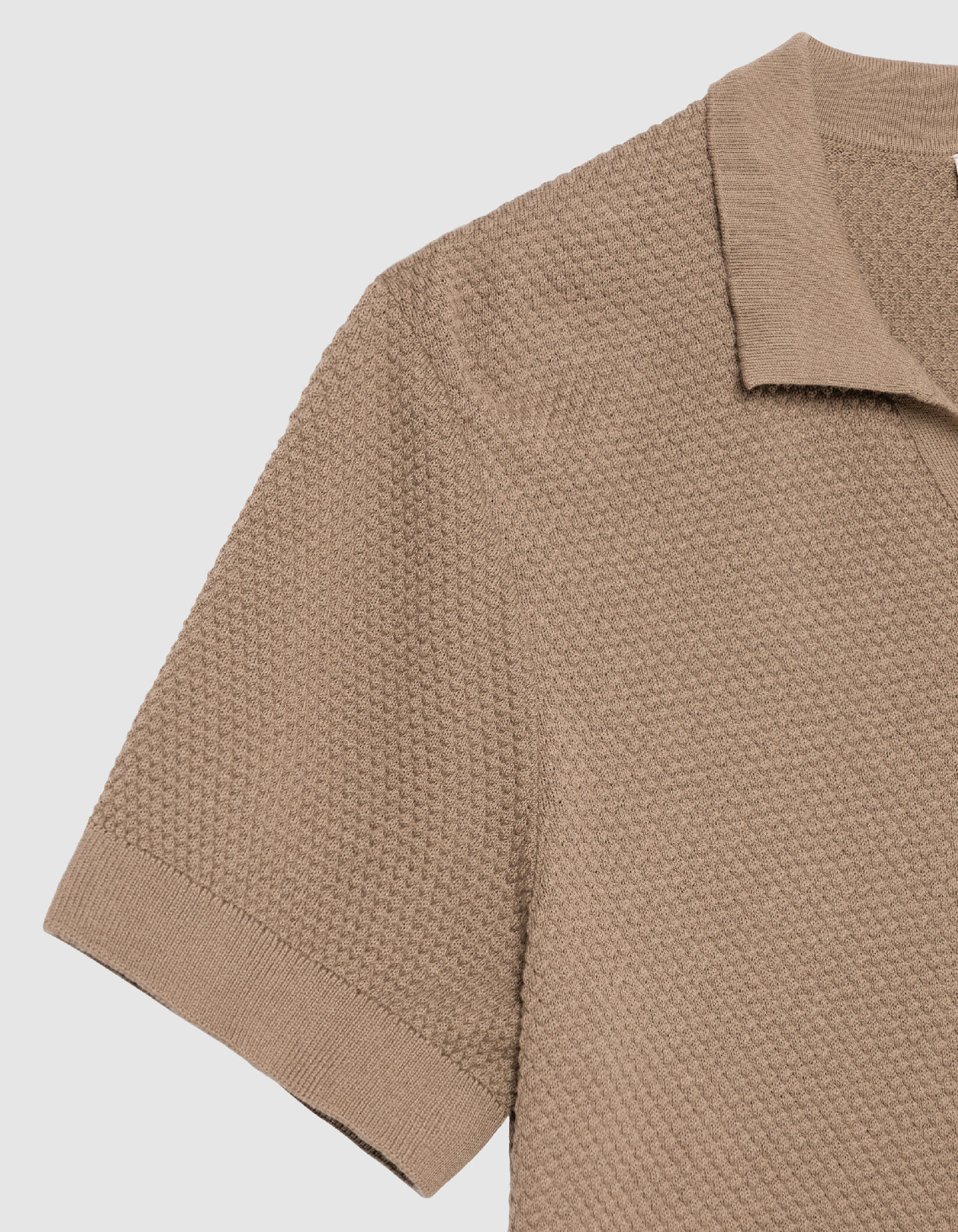 Polo beige tricot fin relief Homme
