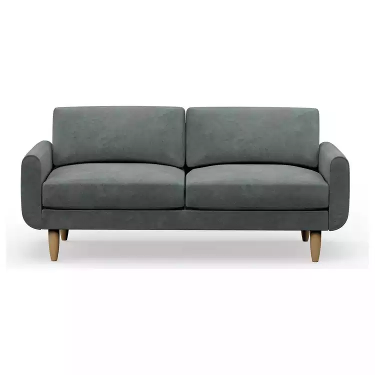 Hutch Velvet Round Arm 3 Seater Sofa - Slate Grey