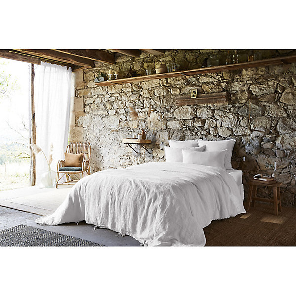 Lot de 2 taies d'oreillers 50 x 70 cm en lin lavé blanc - LUISA