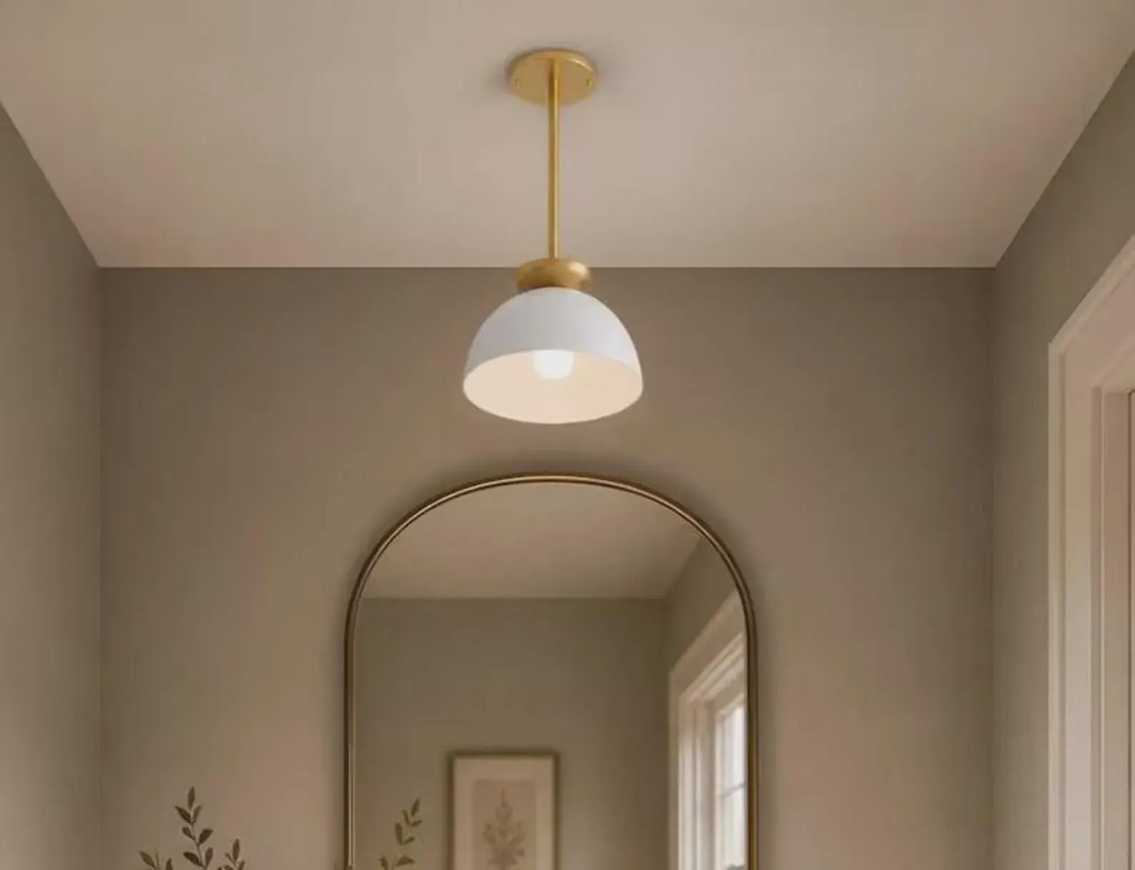 Handcrafted Brass Dome Pendant Light, Mid Century Modern Kitchen Island Lighting