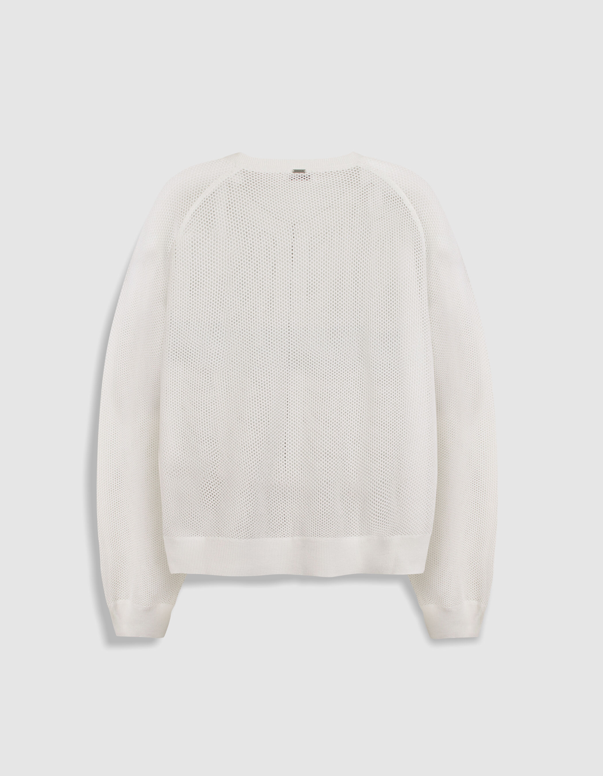 Cardigan zippé blanc tricot ajouré Femme