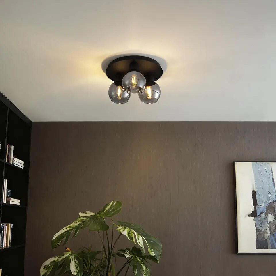Qazqa plafondlamp vidro grijs e27