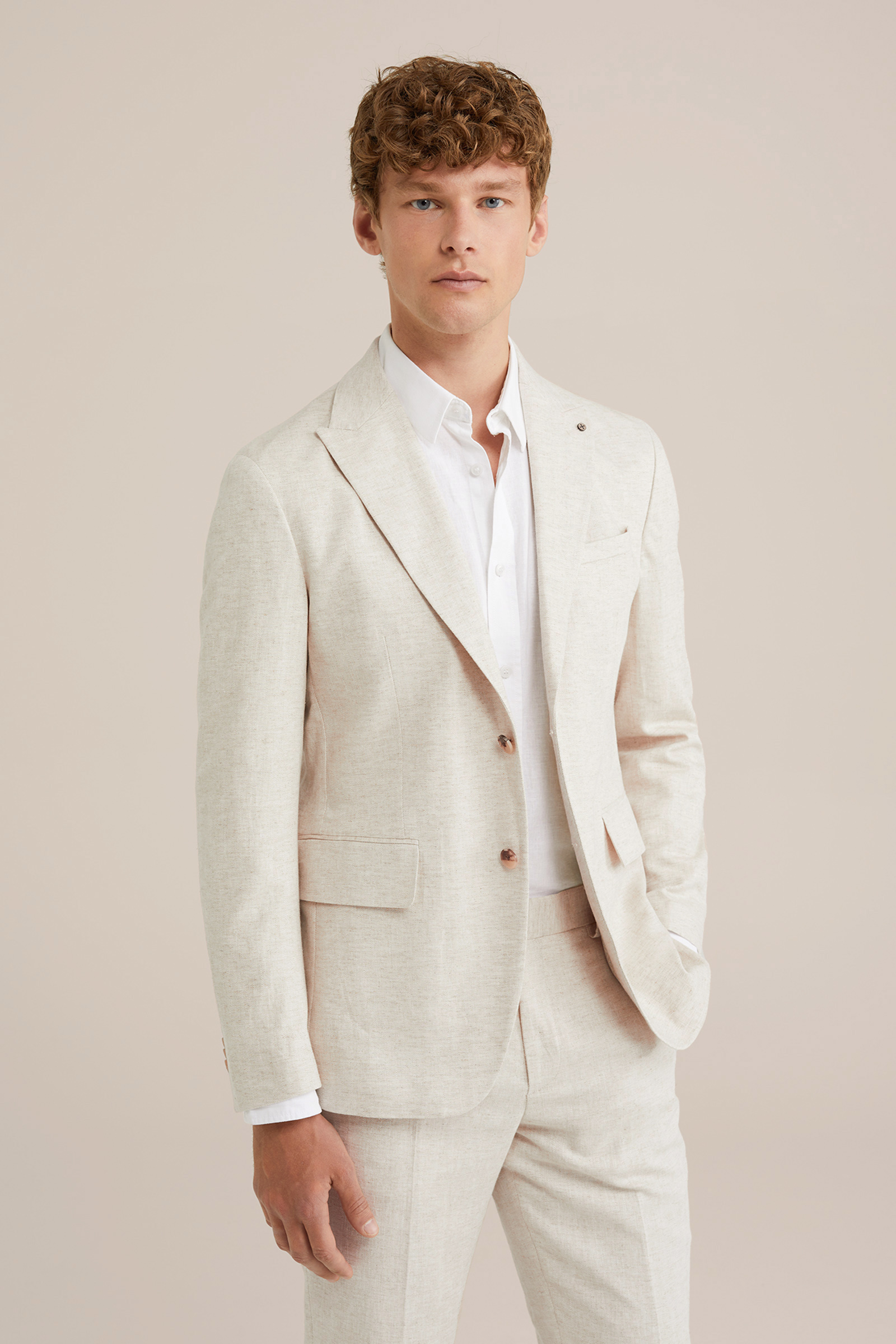 Heren Slim fit blazer van linnenmix