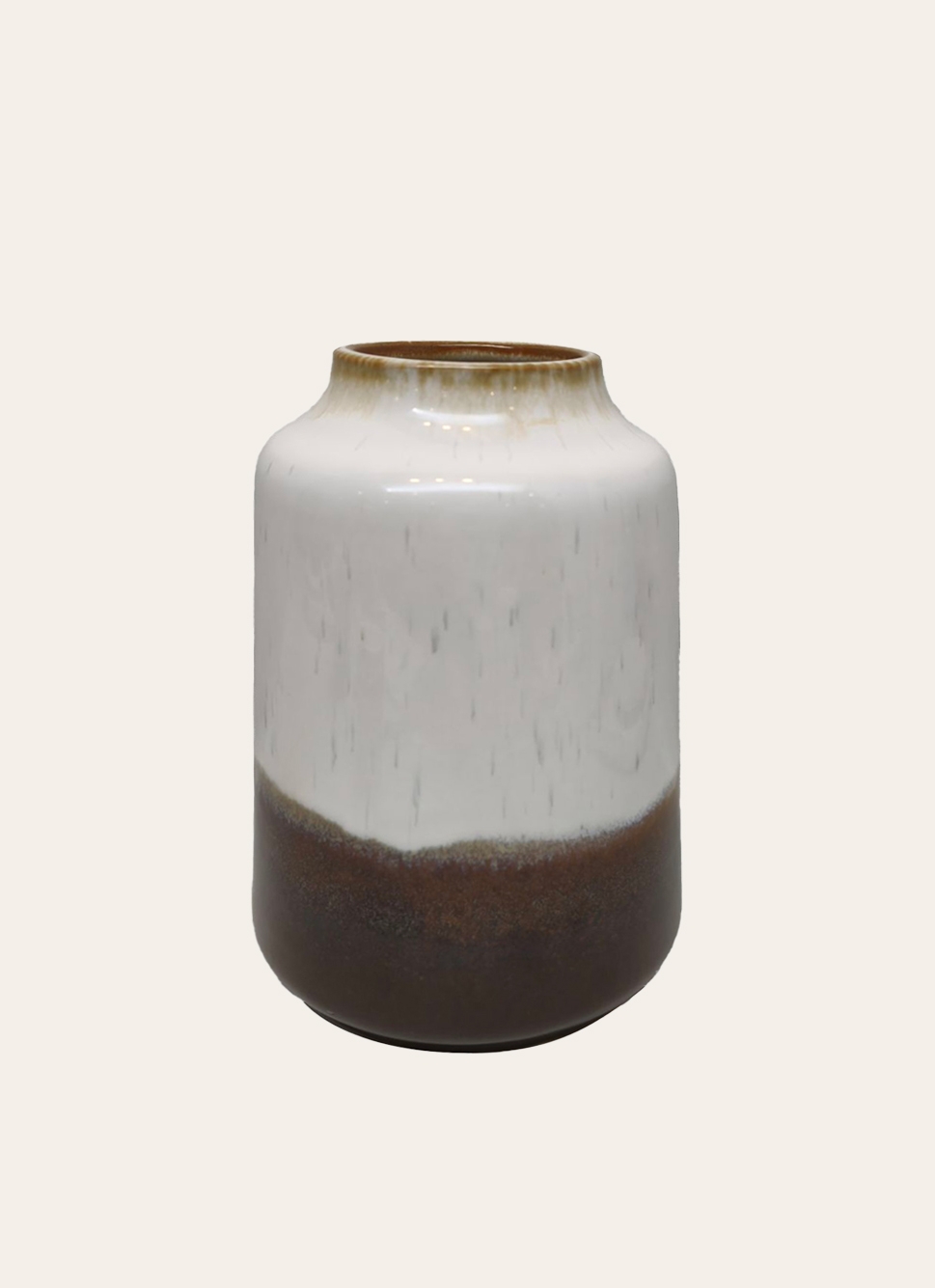 VASE EN CÉRAMIQUE ÉMAILLÉE ÉCRU/MARRON