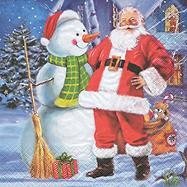 20 serviettes papier bonhomme de neige et Père Noel