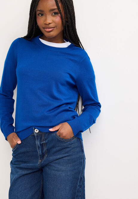 Womens Cobalt Blue Crew Neck Jumper
