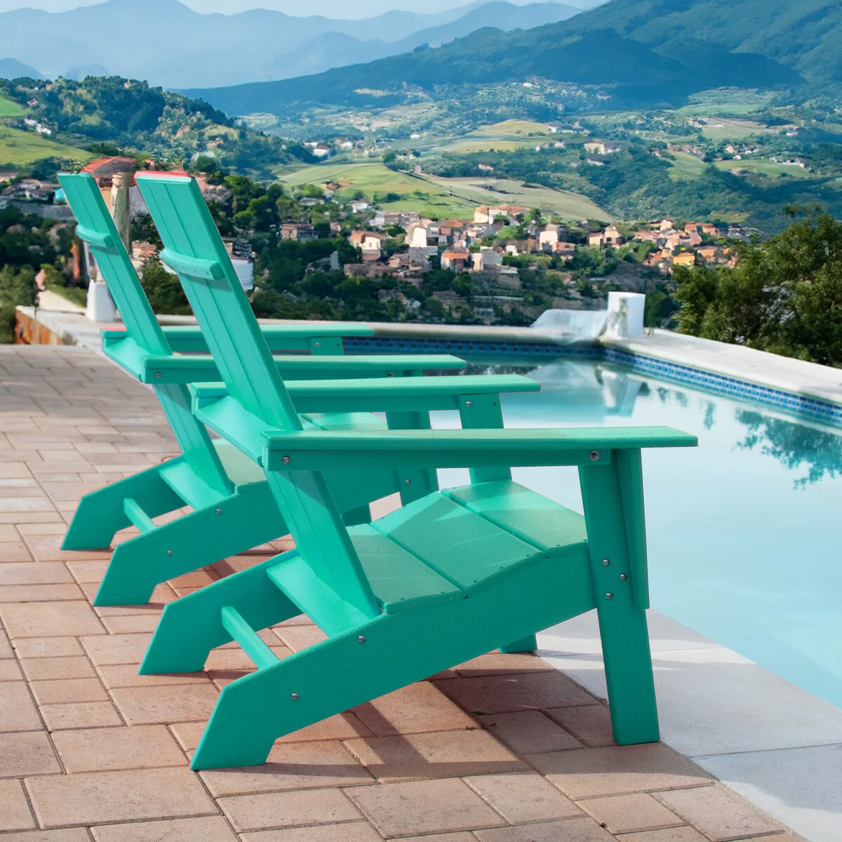 HDPE Modern Adirondack Chair, Ultra Durable Weather Resistant Design, 350 lb Capacity