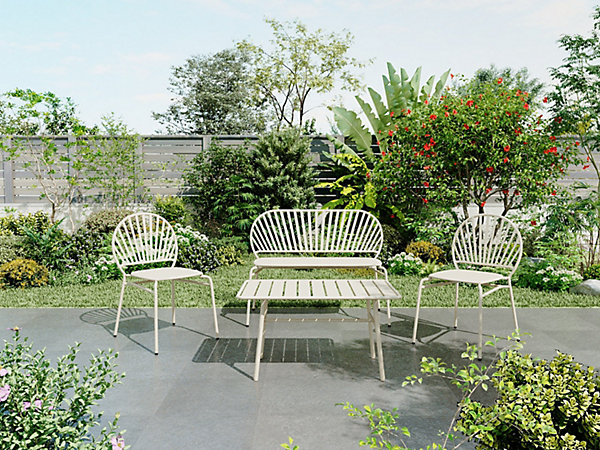 Banc de jardin en métal - Beige - CEDEIRA de MYLIA