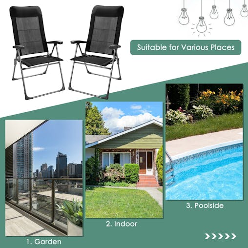 NNECW Set of 2 Patio Dining Chairs with Adjustable Backrest