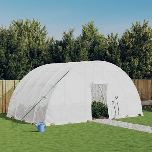 NNEVL Greenhouse with Steel Frame White 24 m&sup2; 6x4x2.85 m