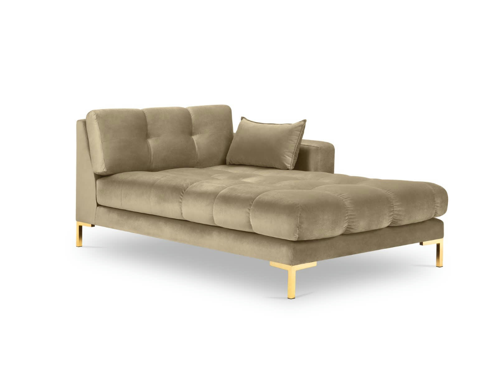 MAMAIA - Méridienne droite 1 place en tissu velours beige