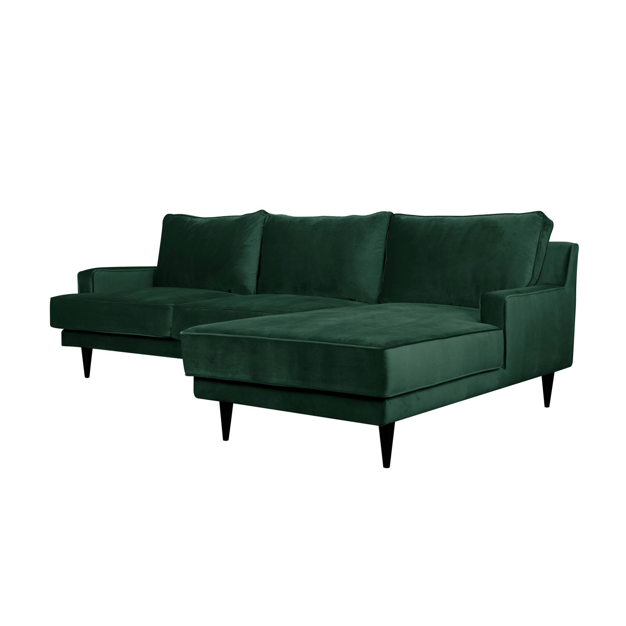 OSCAR - Canapé d'angle en tissu velours Canapé angle droit vert emeraude