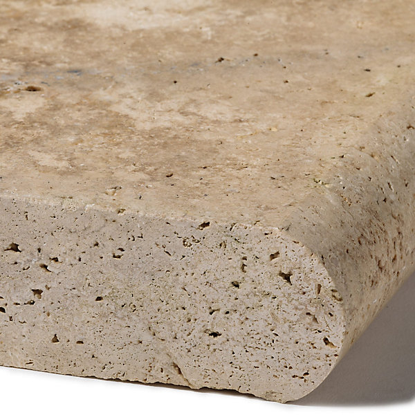 Margelle de piscine Travertin Beige Nuancé 61x33x5 cm Bord 1/2 Rond (à l'unité) - RO'MA NATURE