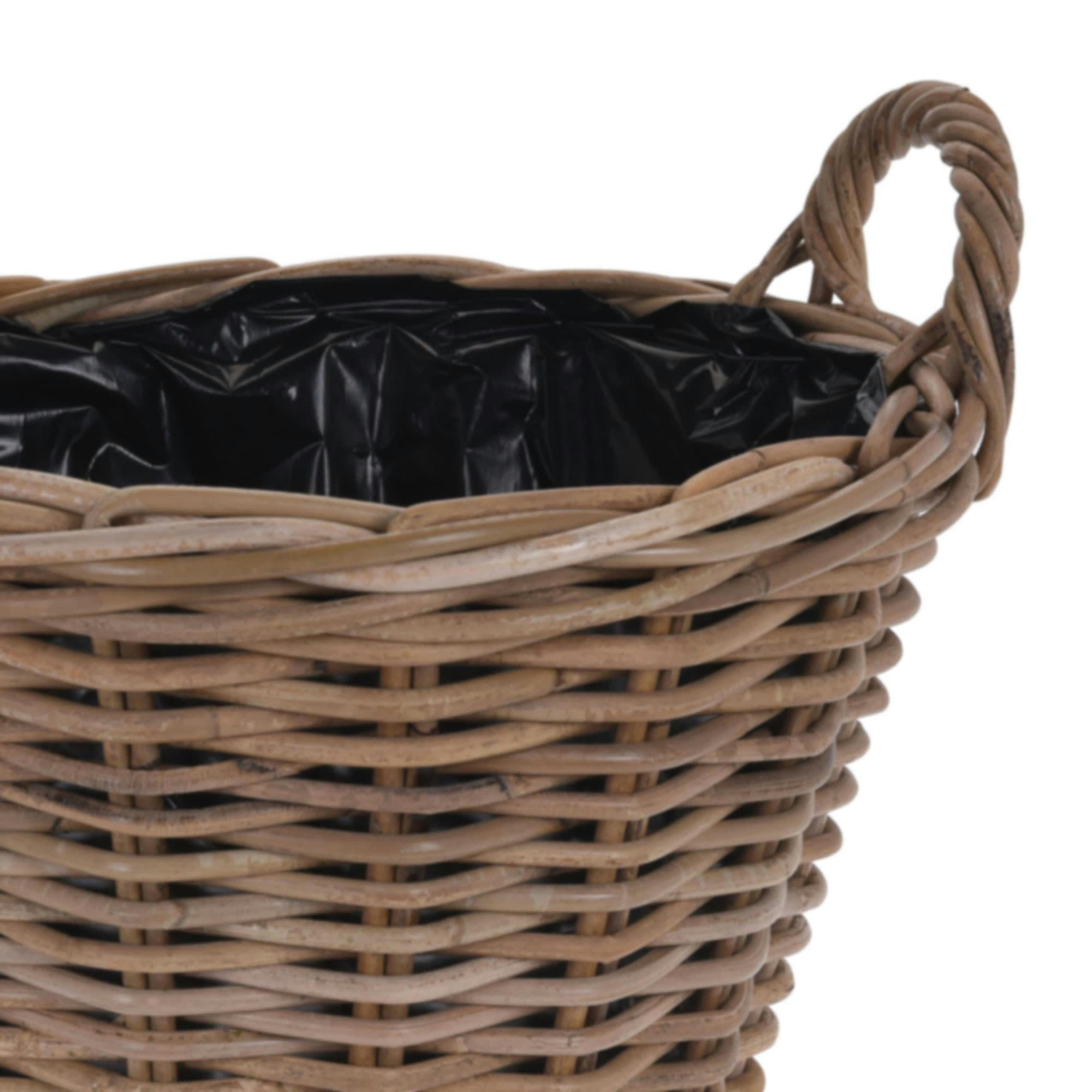 - Cache-pot rond en rotin tressé - 39x39x30cm