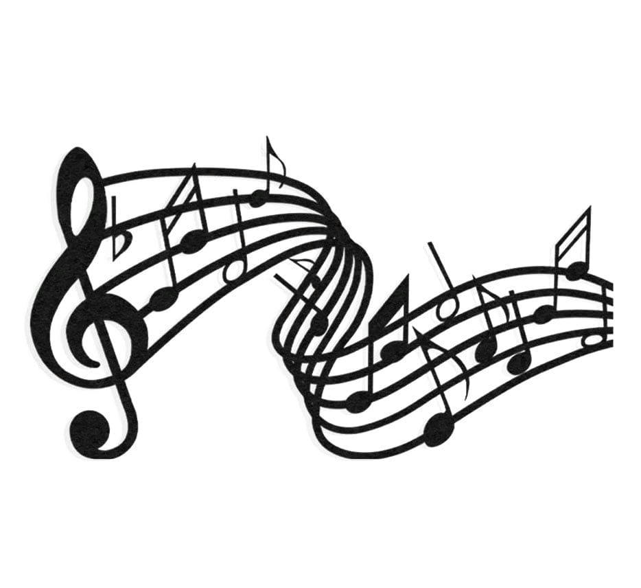 - Décoration murale notes de musique en métal noir 90x50 cm
