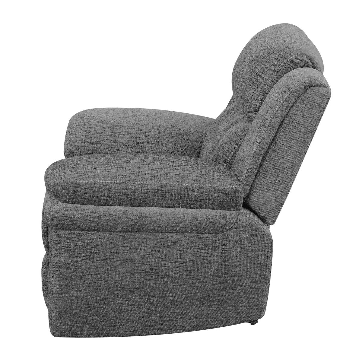 Kim 44 Inch Power Gliding Recliner, Pillowtop Padded Arms, Charcoal Gray