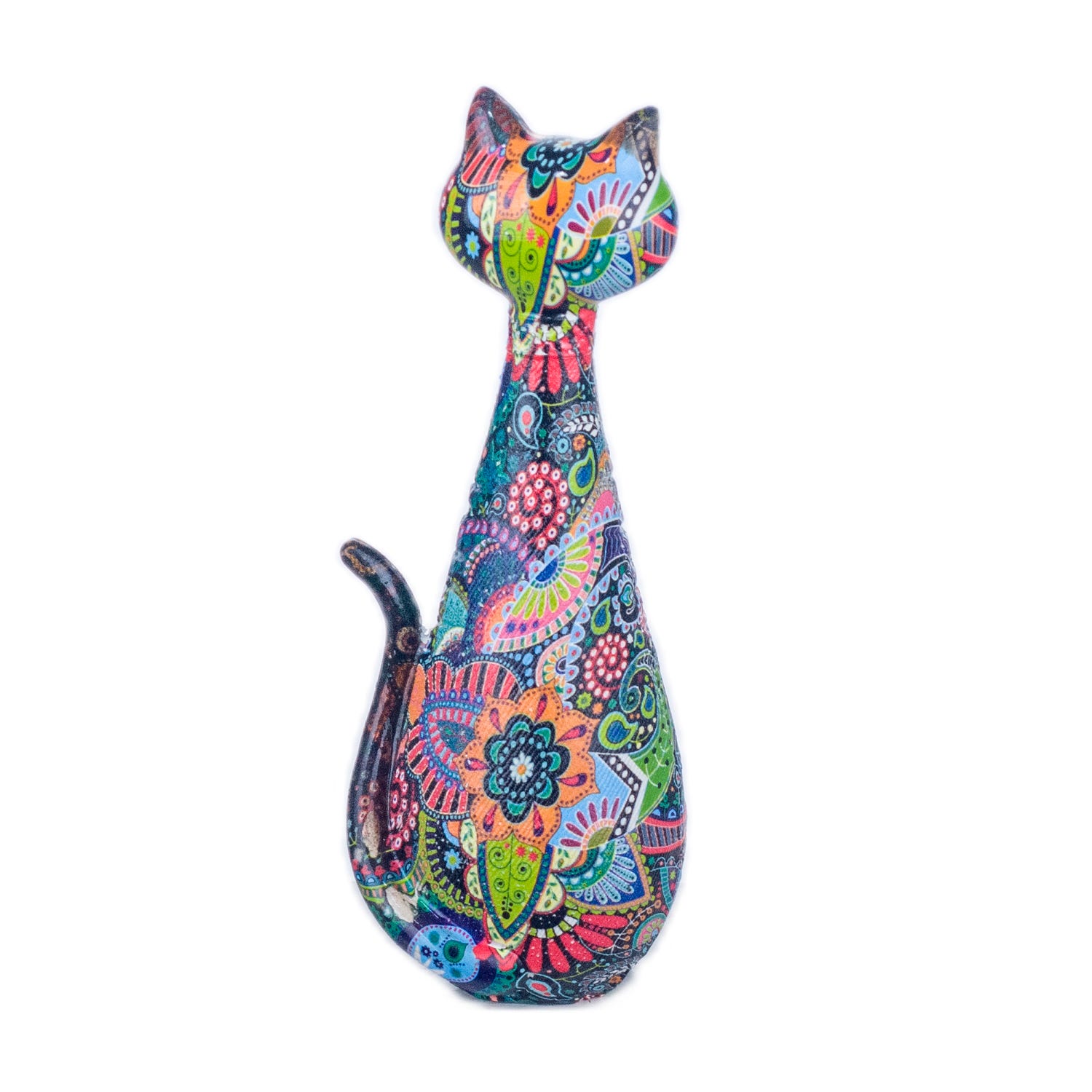 Statuetta gatto decorativo 20x7 cm in poliresina