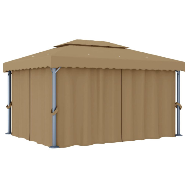Altana Ogrodowa z Zasłonami Pergola Namiot Ogrodowy Taupe 4 x 3 m
