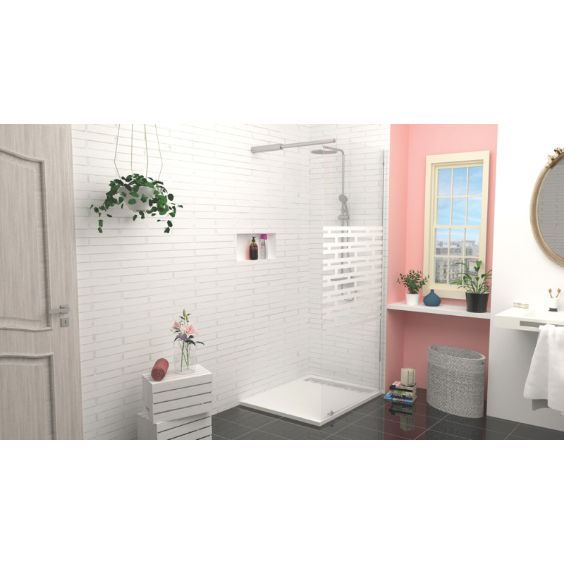 Paroi de douche avec sérigraphie Cariba 100 x 210 cm ONDÉE