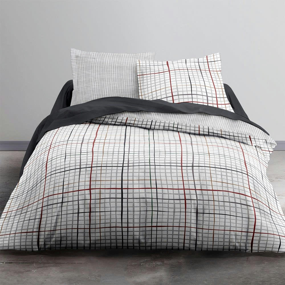 FELIPE - Parure de lit en coton gris 240x260