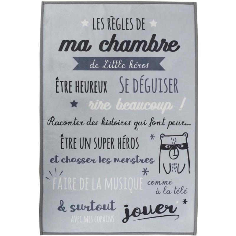 - Tapis règles de la chambre enfant 60x90 cm gris