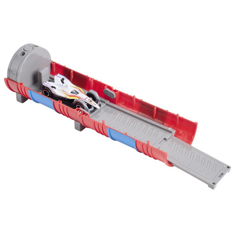 Voiture de course dans capsule avec catapulte et lanceur Ø7xH11cm (3 modèles)