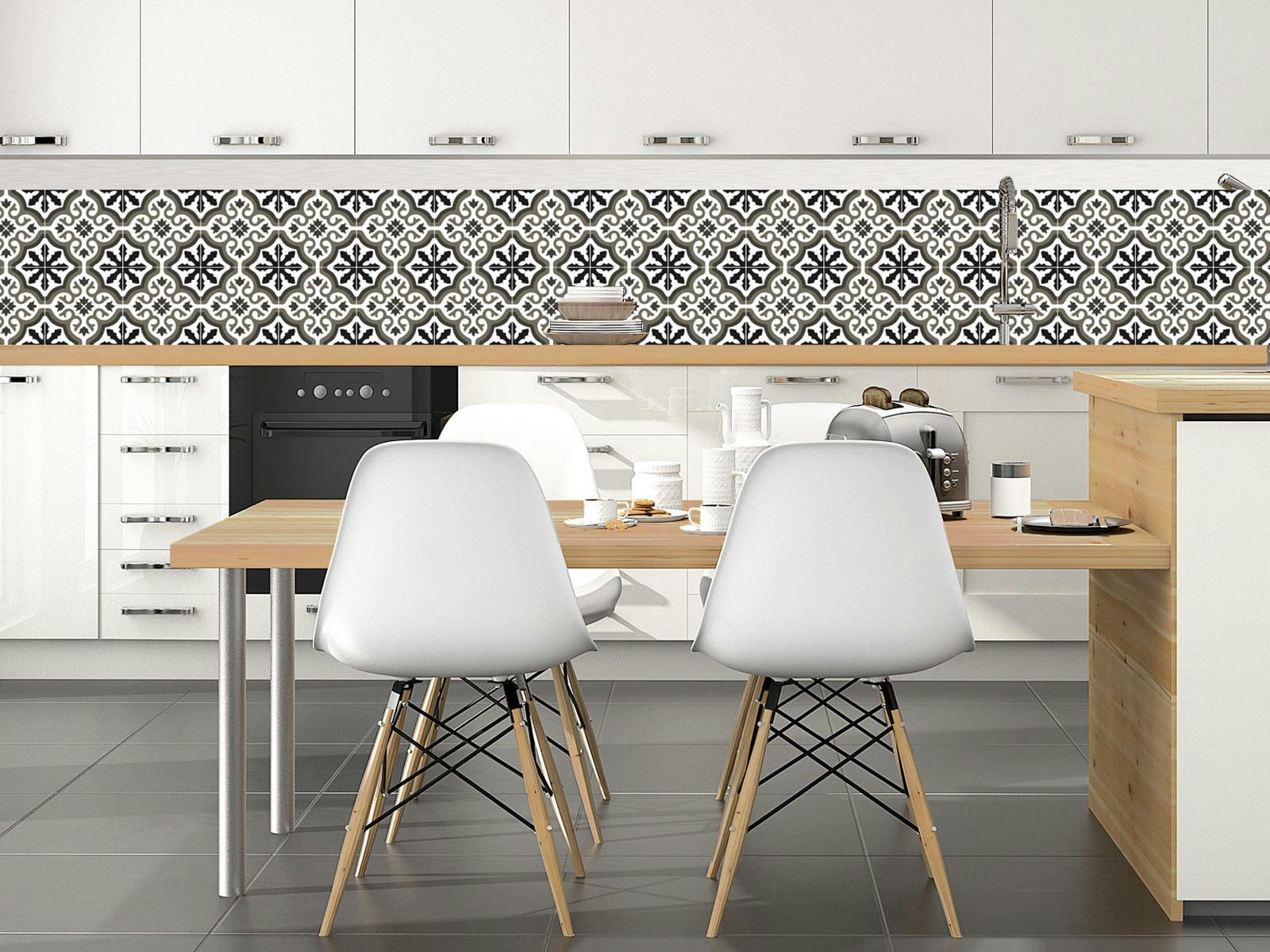 TRIANON - Crédence adhésive noir 400x40cm