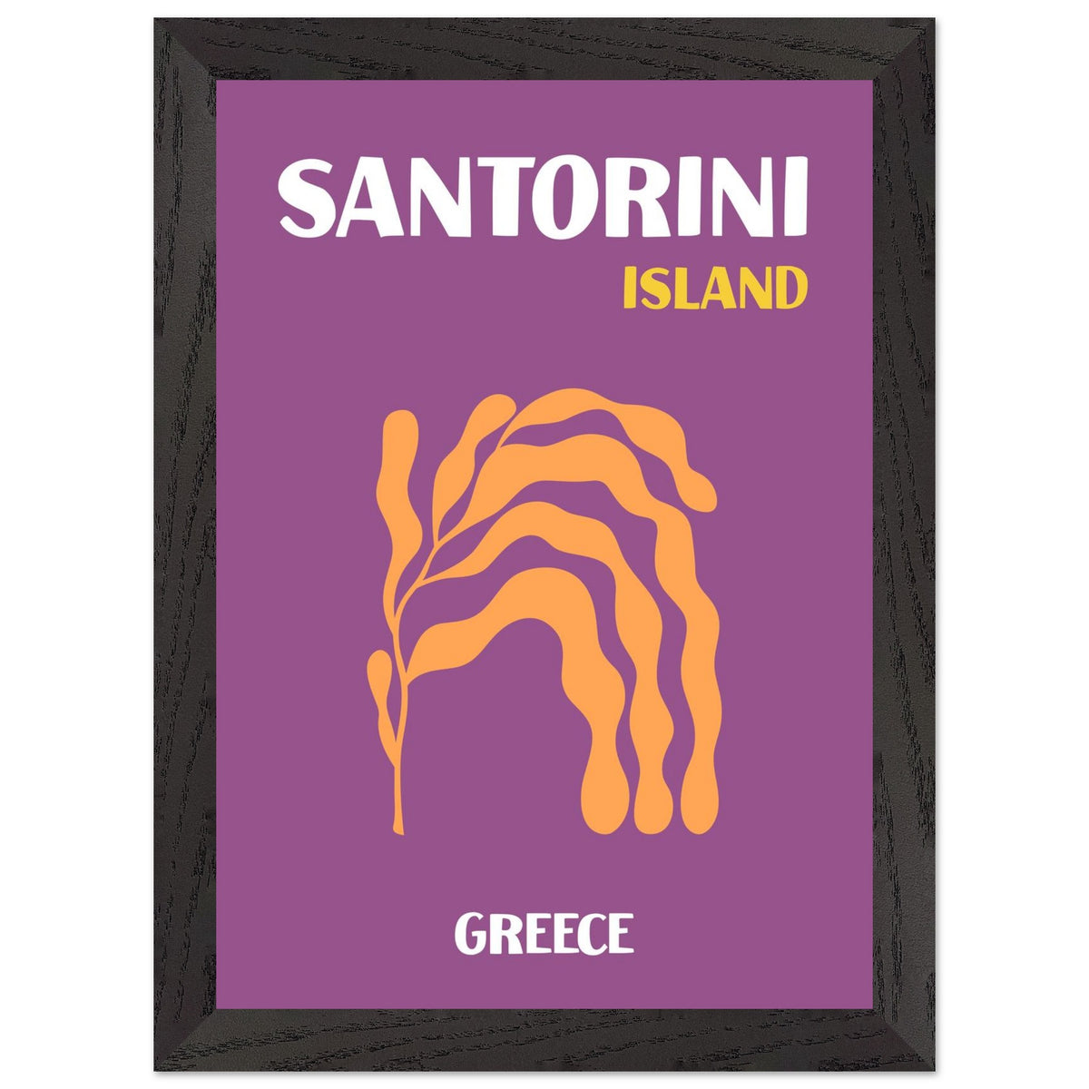 Artfulprints Poster met Lijst Griekenland - Santorini  - A4 21x29.7 cm - Paars