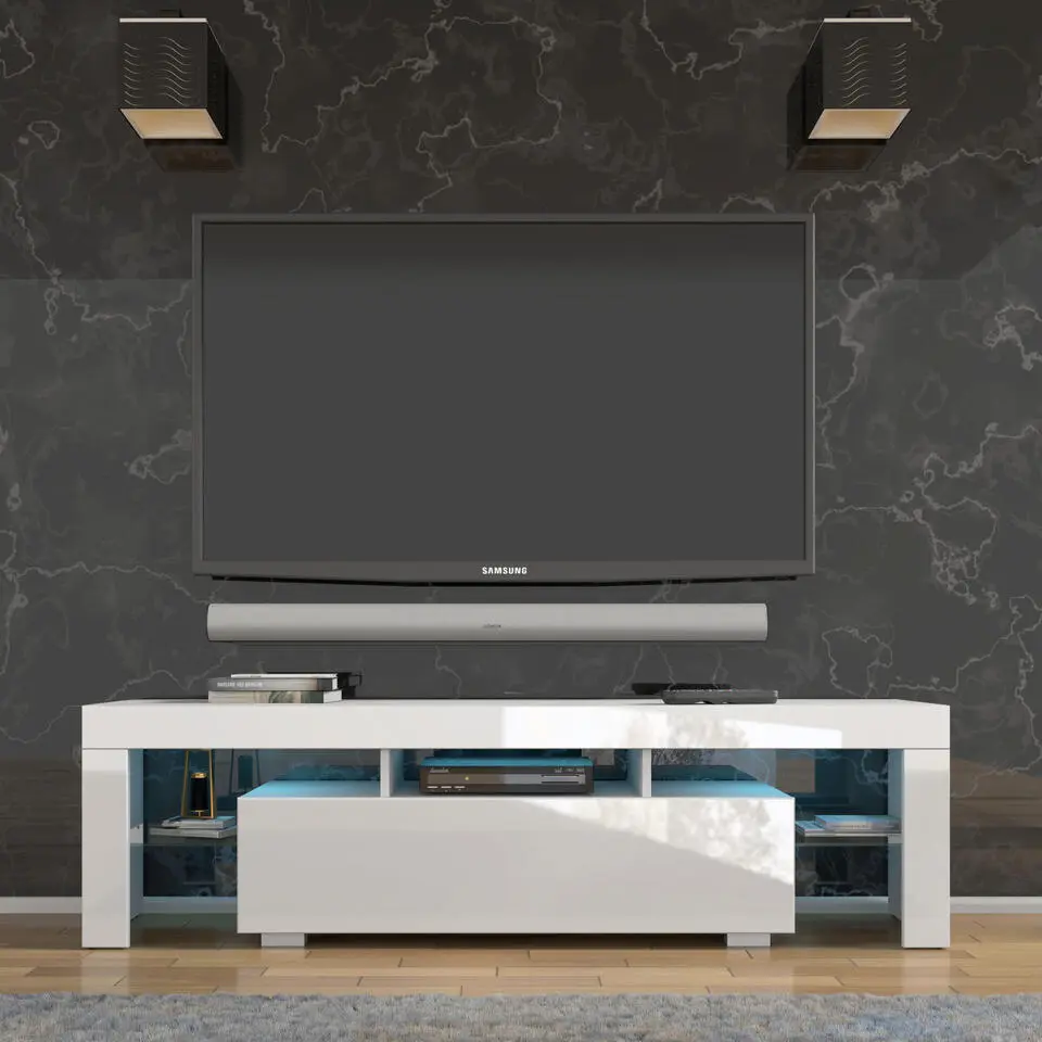 Panama TV-meubel 160 x 45 x 35 cm Glanzend witte fronten met verlichting