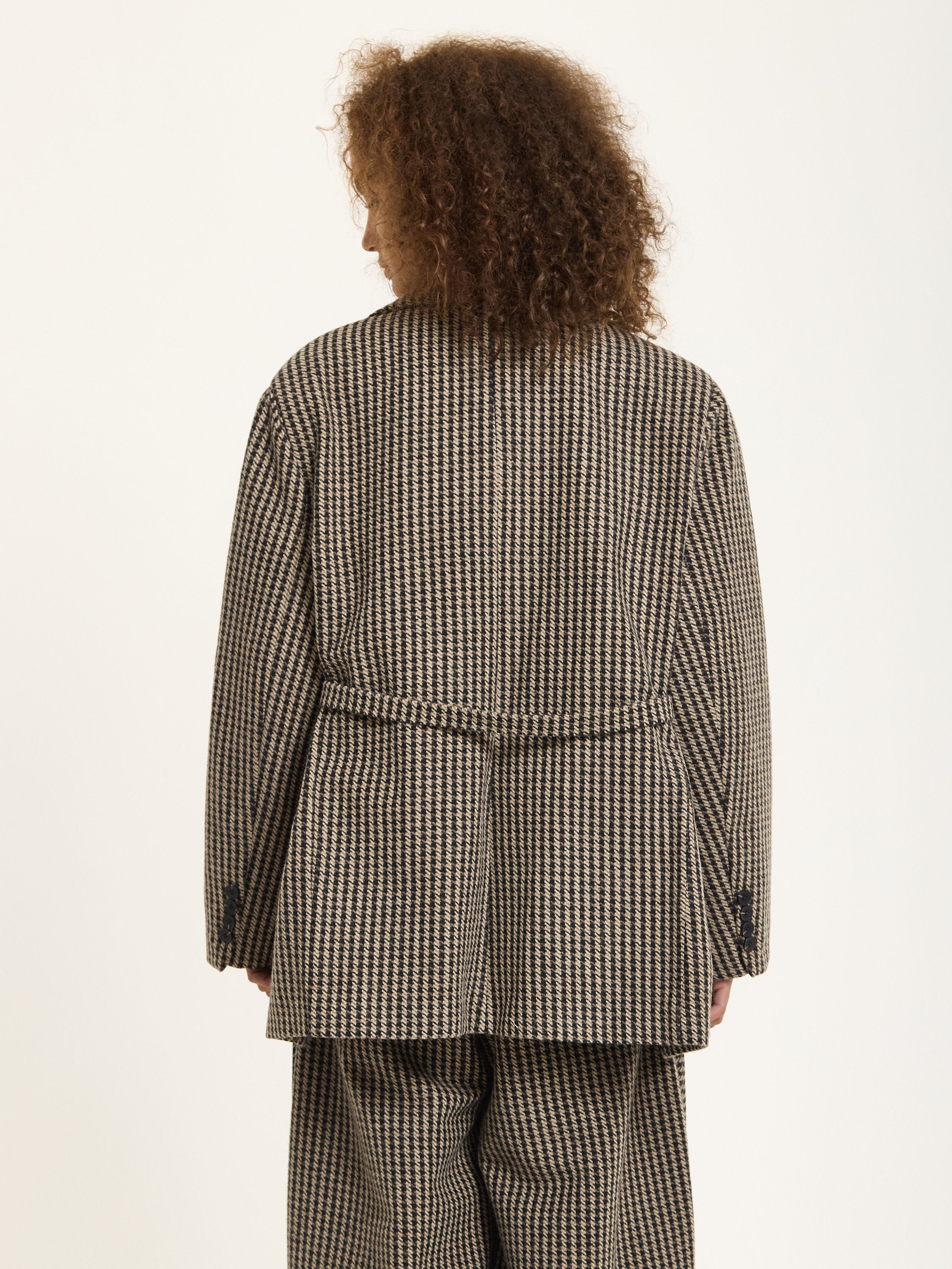 House of Holland Houndstooth Wool Blend Oversized Blazer