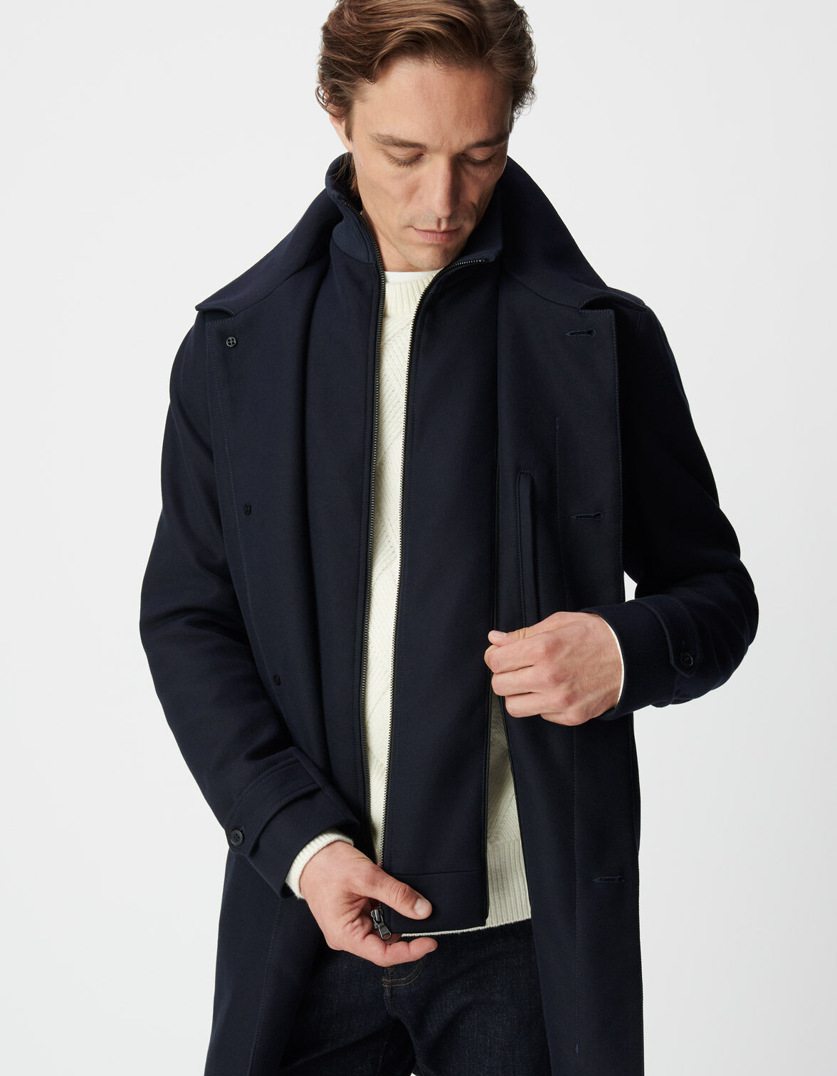 Trench marine avec parementure amovible Homme