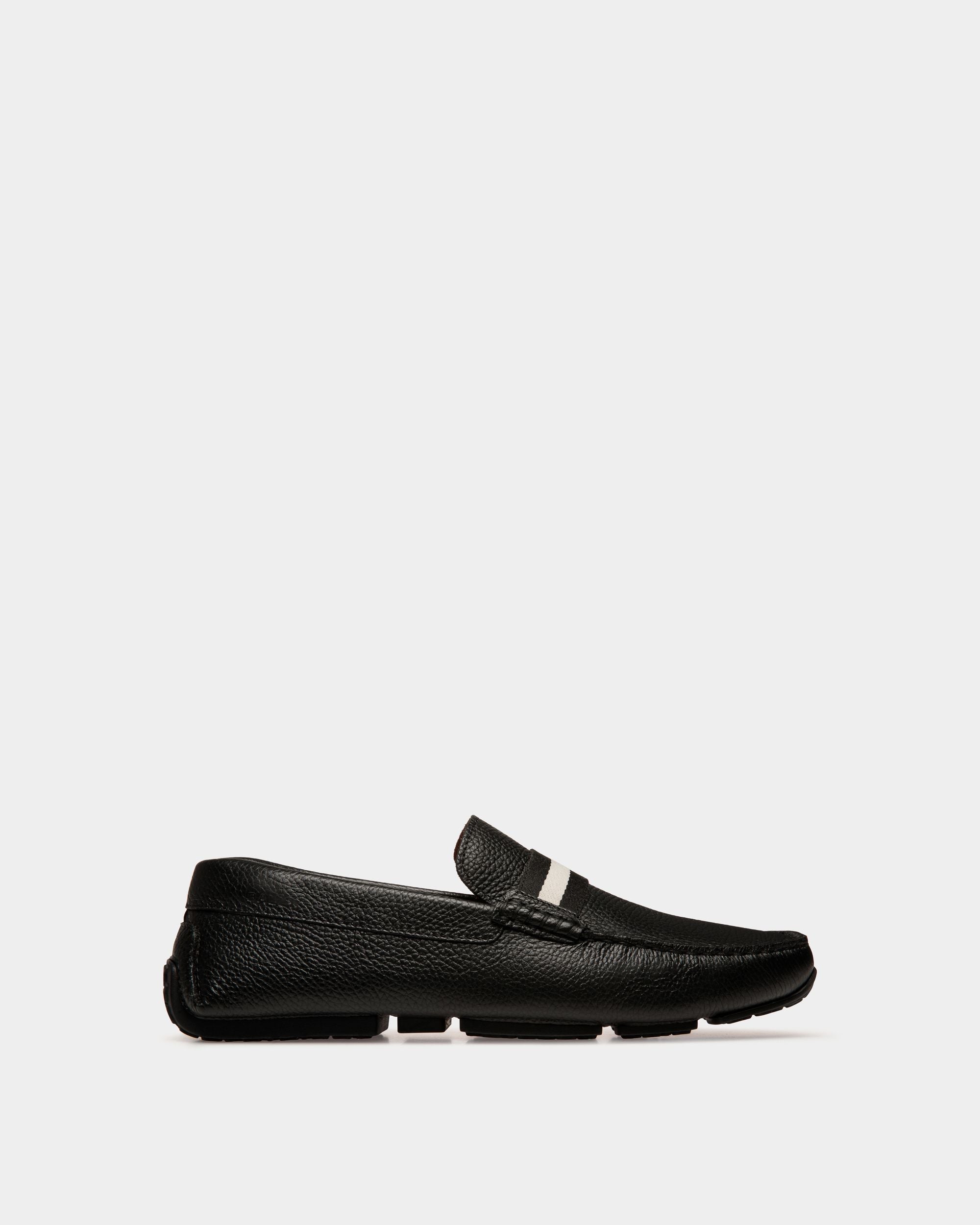 Pilot Driver-Schuh Aus Genarbtem Leder In Schwarz