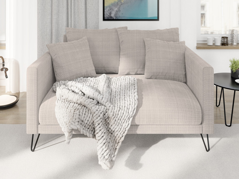 Ropez Freya sofa 2 osobowa nogi metalowe wysokie szenil zimny beż Flow 01