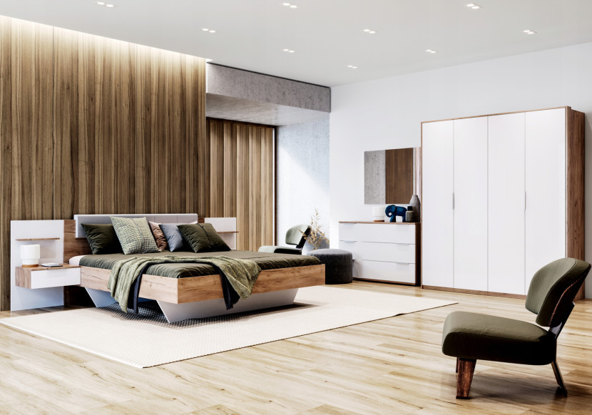 SZAFA PRZESUWNA Bella 200cm biały połysk PŁYTA LAMINOWANA