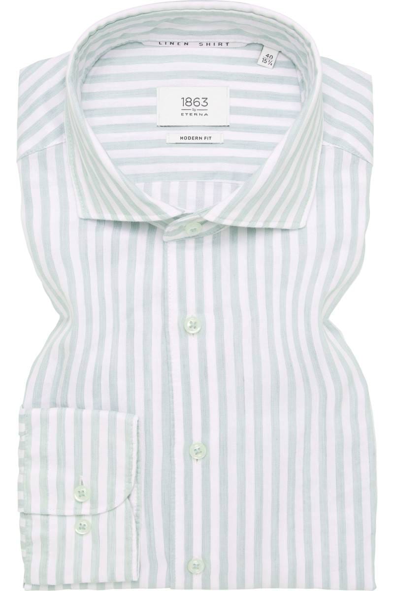 ETERNA 1863 Modern Fit Leinenhemd grün, Gestreift