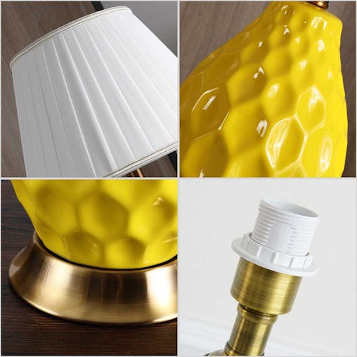 SOGA 2X Textured Ceramic Oval Table Lamp with Gold Metal Base Blue