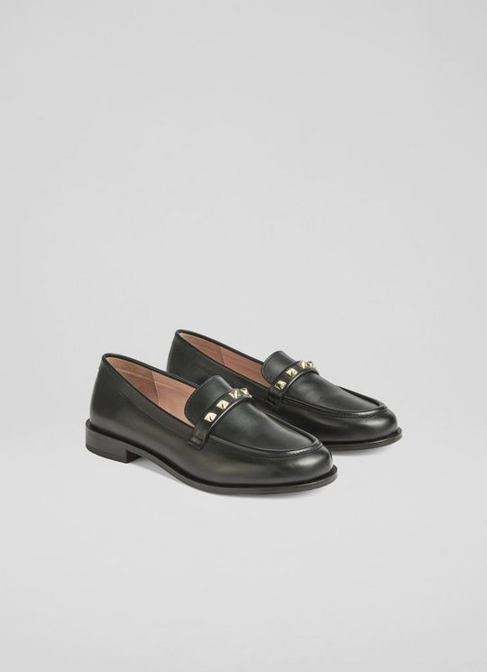 Stellar Black Leather Loafers