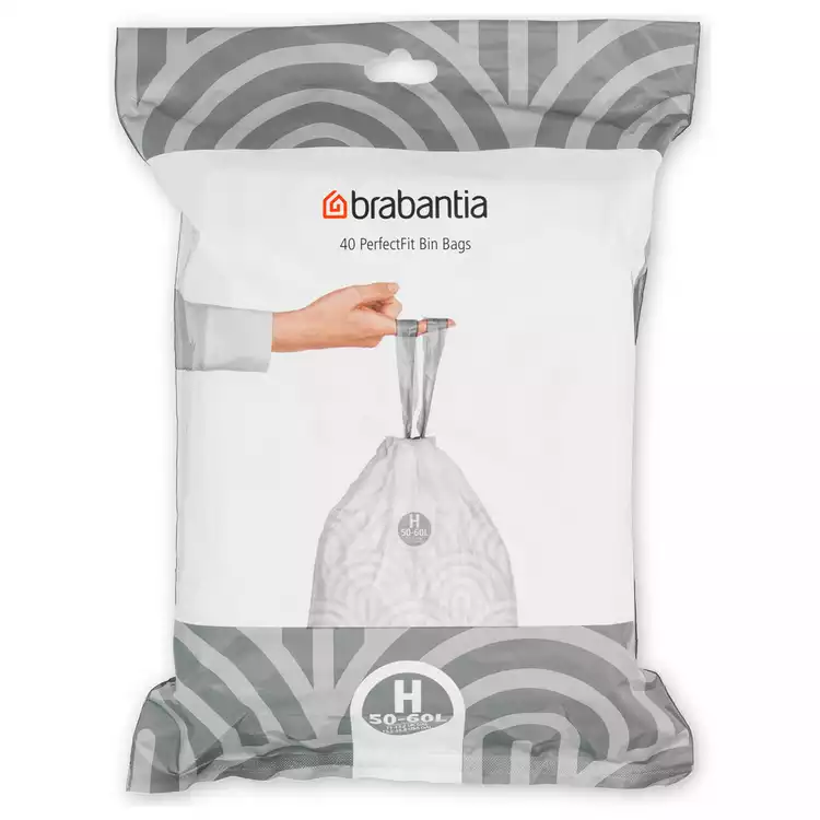 Brabantia 60L Perfect Fit Bin Liners Size H - Pack of 40