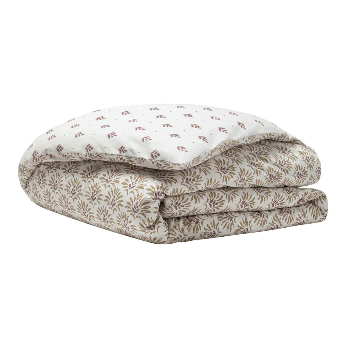 PALAIS DES VENTS - Housse de couette en percale de coton rose et beige 260x240