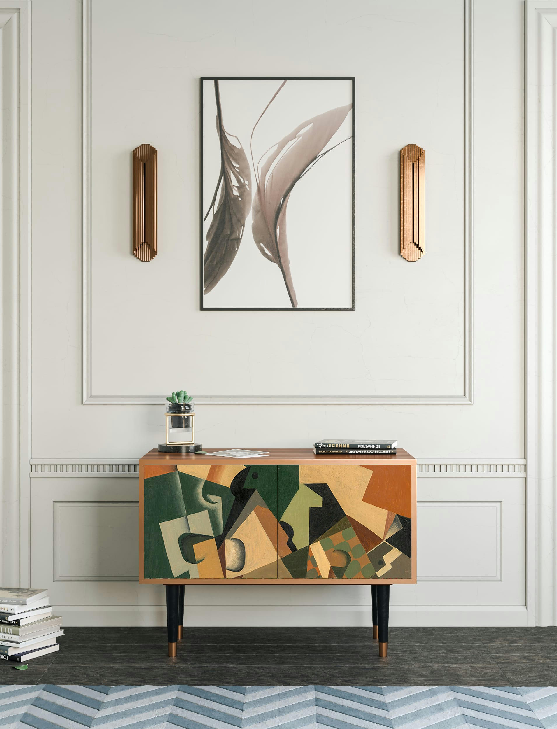 GLASS AND CHECKERBOARD BY JUAN GRIS - Buffet bas  multicolore 2 portes L 94 cm