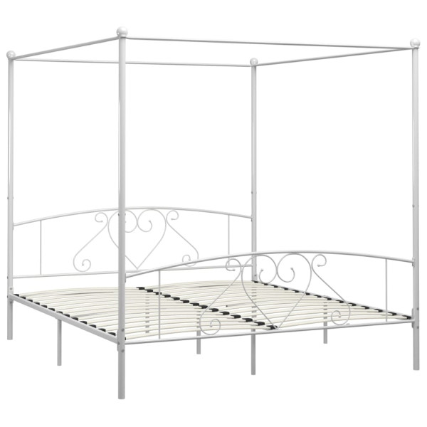 Rama łóżka Biały 200 x 200 cm Metal vidaXL