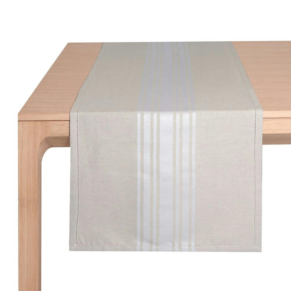 SAINT-JEAN-DE-LUZ - Chemin de table coton et lin Beige 50x155 cm