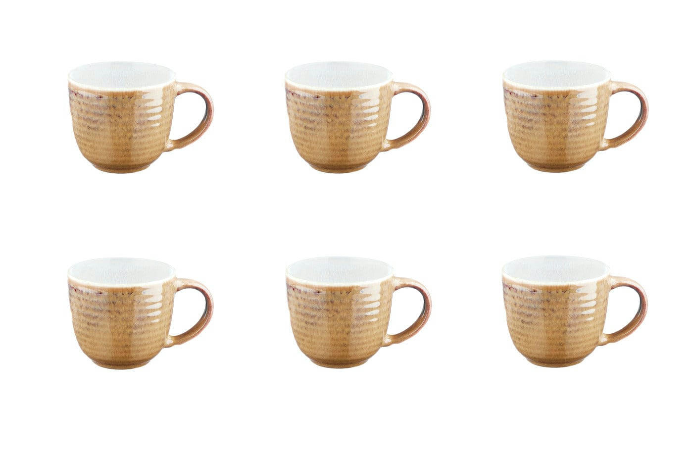 COSMOS - Lot de 6 mugs en grès beige 30cl