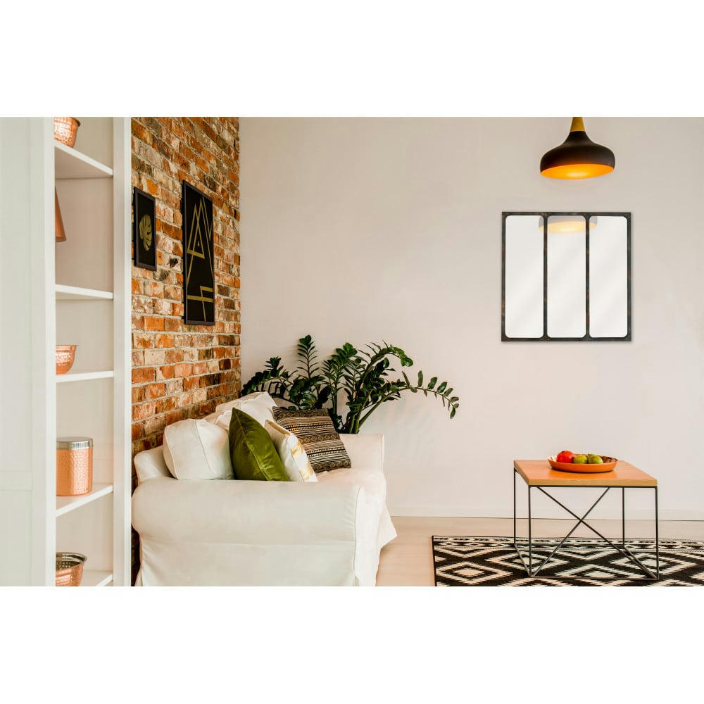 LÉA - LÉA - Miroir verrière métal 70x70 - Couleur - Rouille