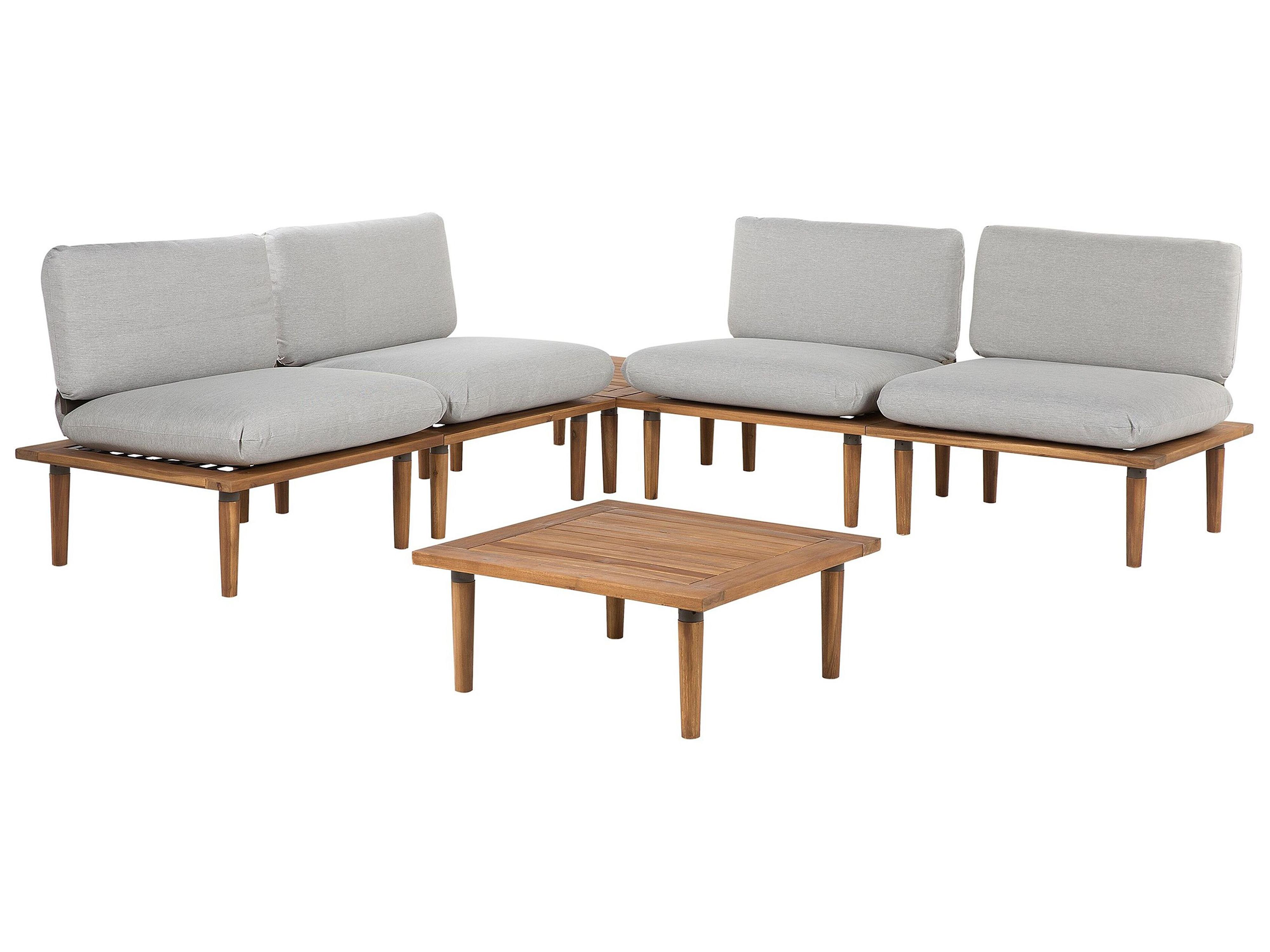 Garden Lounge Set with Table 2 Seater FRASCATI Modular Certified Acacia Wood Light Grey