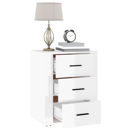 NNEVL Bedside Cabinet High Gloss White 50x36x60 cm Engineered Wood
