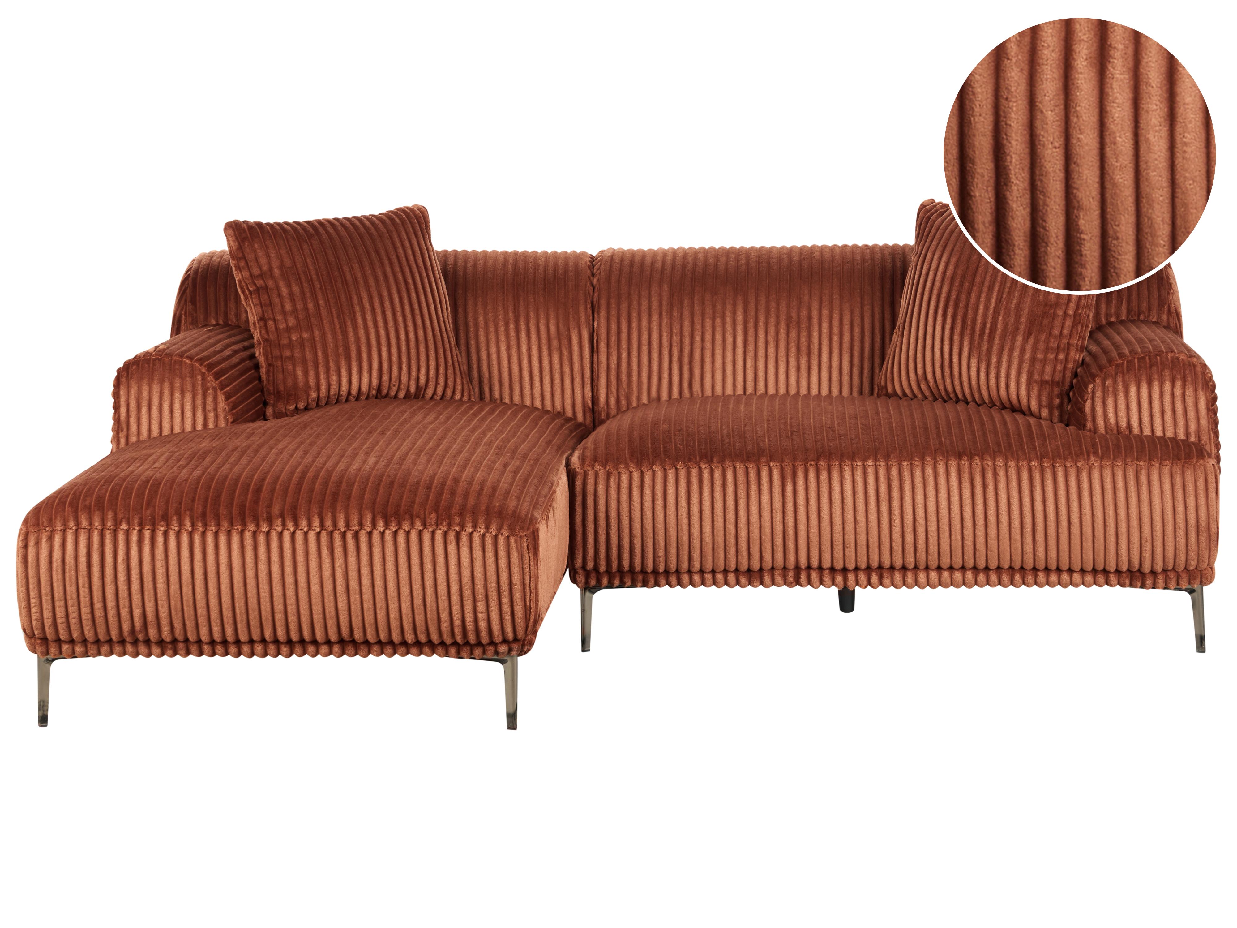 Corner Sofa STENUM Corduroy Brown Left Hand