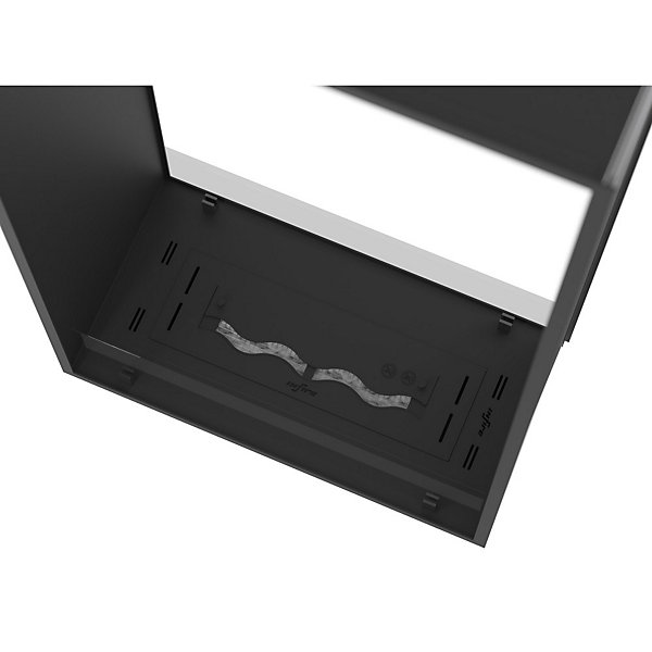 Cheminée bioéthanol 2Side 1400 Slim Vert encastrable à deux façades - Noir mat, avec vitre, brûleur 1,2 L, design moderne