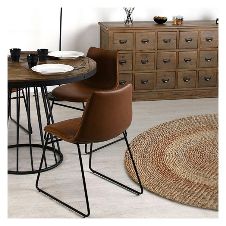 GASPARD - Chaise en cuir synthétique marron (lot de 2)