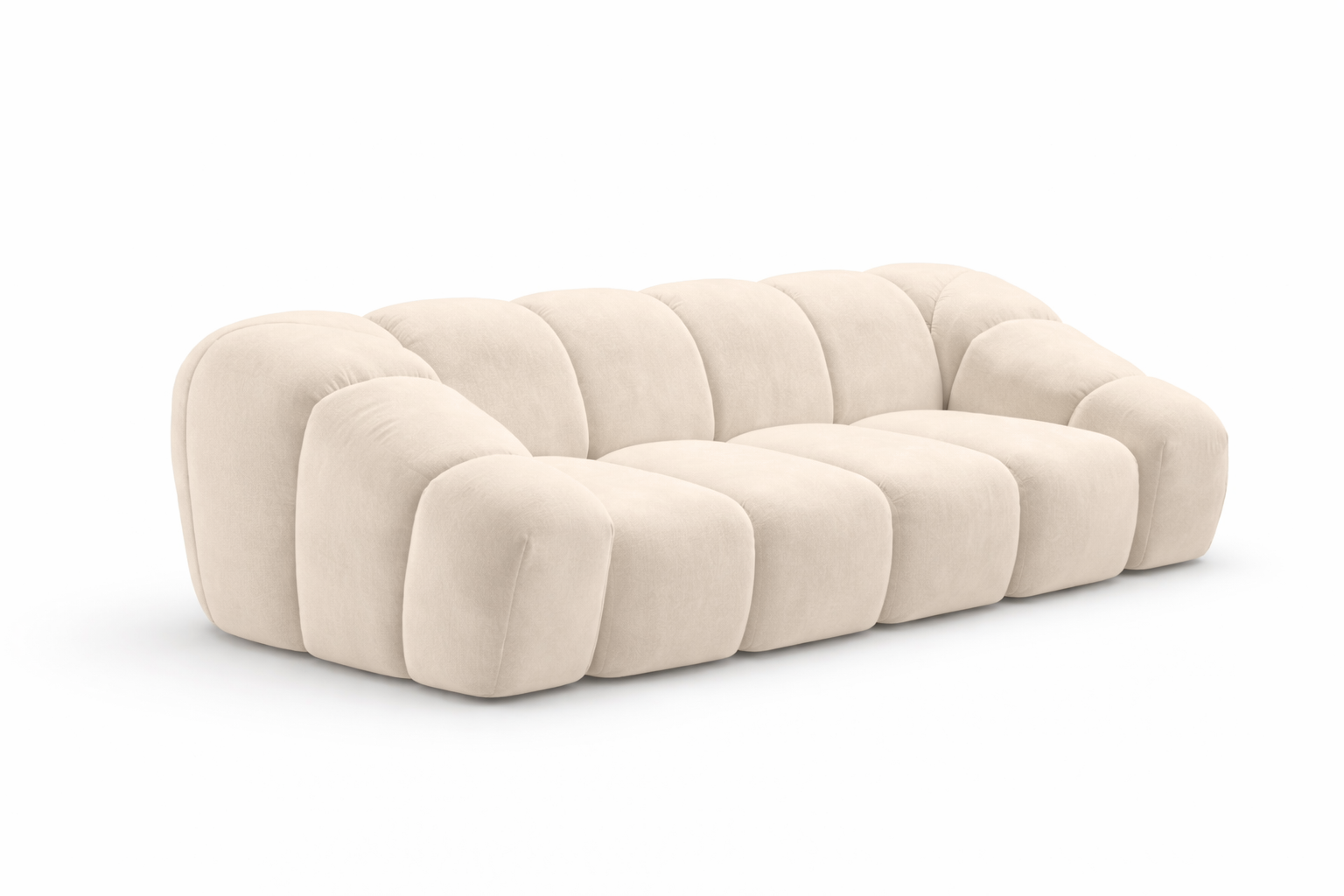Sofa modułowa trzyosobowa, welur Bluvel, Kremowy, CROISSANT